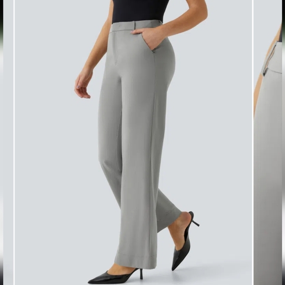 Halara Mid Rise Side Pocket Straight Leg Viral Work Pant Gray Sz Small - Picture 3 of 9